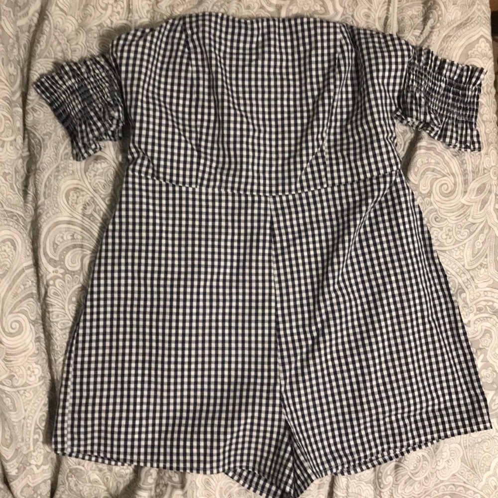 Navy Gingham Romper